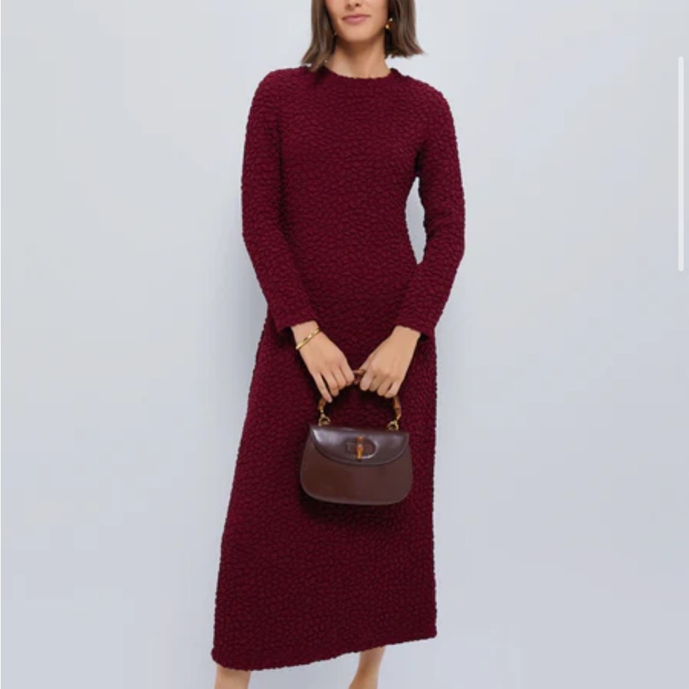 Hyacinth House Maroon Madison Textured Maxi Dress